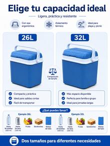 Portátil Nevera Portátil Aislamiento Térmico 26L 32L Resistente Ligera Nevera de Playa para Familias Práctica Nevera Rígida para Camping Picnic Viaje Caja Térmica - Azul - Ver 5