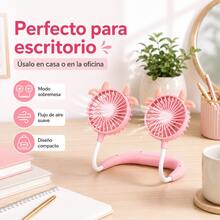 Rechargeable USB Neck Fan, Cute Sheep Design, Long Battery Life For Outdoor Use - Pink - View 10