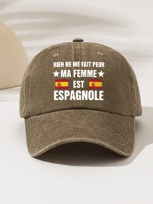1件時尚簡約水洗棒球帽「RIEN NE ME FAIT PEUR MA FEMMEXESTESPAGNOLE」印花圖案,送給家人和朋友的禮物,男女皆宜的時尚必備單品 - 水洗帽 - 查看 16