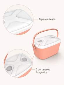 Nevera portátil aislada, nevera impermeable para exteriores con asa resistente, nevera portátil, nevera rígida para exteriores, mantiene las bebidas frías hasta por 24 horas, ideal para la playa, acampadas, barbacoas y otras ocasiones. - Rosa Pálido - Ver 4