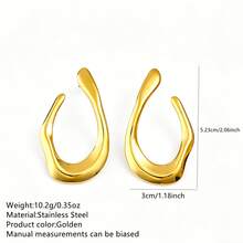 VceTd 1 Set Fashionable Exaggerated Asymmetrical Geometric Stainless Steel Jewelry Set, Suitable For Women's Daily Life, Parties, Galas, Gifts For Loved Ones Or Ladies - Yellow Gold - View 11