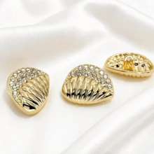 5pcs Asymmetric Metal Rhinestone Buttons, Fashion Versatile Decorative Buttons For Shirts, Dresses, Coats, Jackets, Clothing Accessories, DIY Sewing Decor - A - View 4