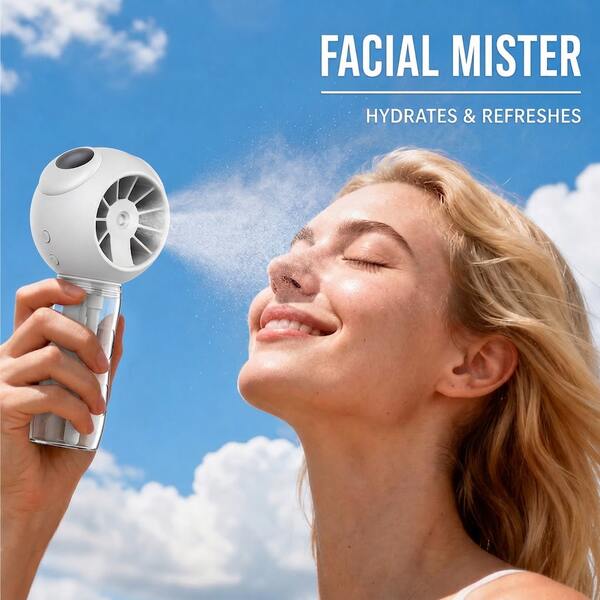 Handheld Misting Fan, Portable Spray Water Cooling Fan With 4-Speed Wind, Nano Fine Mist Humidifier, Quiet Low-Noise Mini Spray Air Conditioner, Rechargeable Personal Fan For Outdoor, Home, Dorm Room, Office