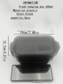 3pcs/Set Thick Transparent Sealed Food Storage Containers, Rectangular Freezer & Refrigerator Organizer Boxes, Microwave-Friendly Plastic Containers (Black*Ivory) - Multicolor - View 17