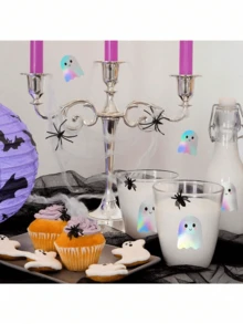 500 Sheets Holographic Halloween Ghost Stickers, Laser Cute Boo Ghost Waterproof Adhesive Stickers For Envelope, Magazine, Scrapbook DIY Decoration, Party Supplies, PVC Decal Sticker School Supplies,Back To School Scrapbook Supplies Funny Stickers Laptop Stickers Kindle Phone Stickers - Ghost - View 3