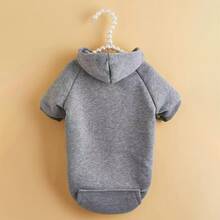 1件灰色寵物口袋連帽衫，狗衣服貓衣服 - 灰色 - 查看 3