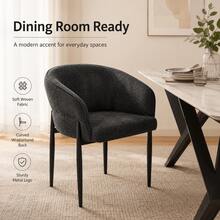 Modern Curved Fabric Dining Chair, Soft Backrest Casual Dining Chair, Metal Leg Kitchen Chair, Suitable For Living Room/Reading/ - Grey - View 3