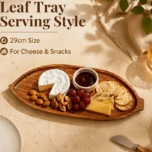Creative Leaf-Shaped Acacia Wood Tray - Dessert Tray, Dessert Serving Platter, Snack Tray, Dining Plate, Dish, Suitable For Wedding Birthday Dessert Table Decoration, Kitchen Dining Table Daily Use, Home Decor, Kitchen Supplies - View 3