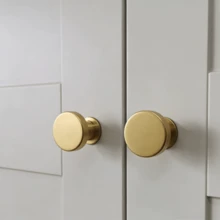 12/6/1 pièce pièce Poignée dorée, poignée de tiroir en alliage d'aluminium, poignée de tiroir ronde noire minimaliste, convient pour la maison - trou unique - Voir 7