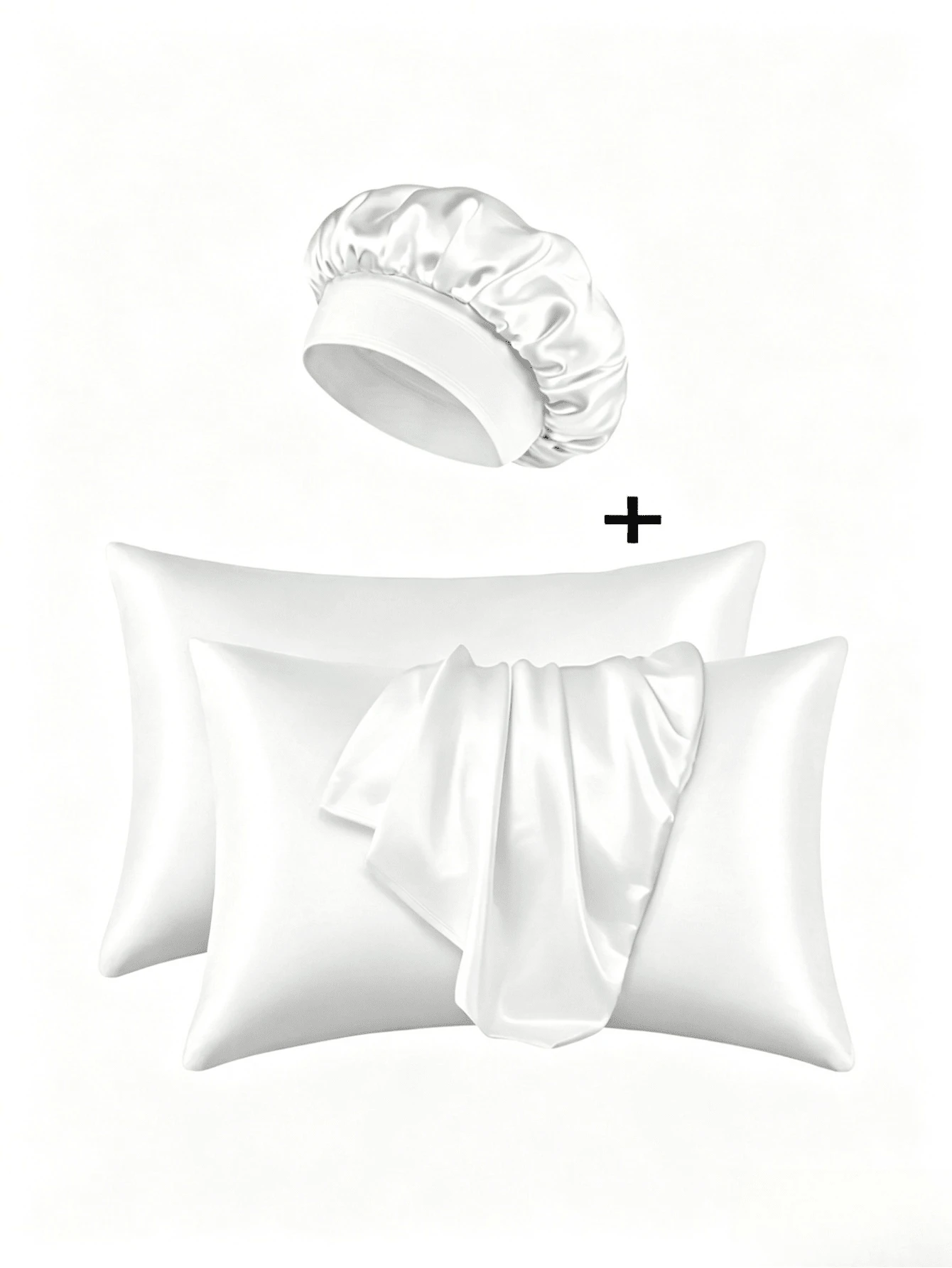 3pcs Set, Includes 1 Fashionable Sleep Cap And 2 Envelope Pillowcases, Suitable For Home, Bedroom, Living Room Or Hotel Use (Pillow Inserts Not Included) - Multicolor - View 1