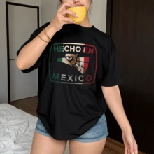 Unisex Black T-Shirt Mexico Made, El Tri Eagle Shield Quality Printed Short Sleeve Round Neck, Authentic National Pride Streetwear For Women And Men, World Cup 2026 Gift, Soft Cotton - 黑色 - 查看 7