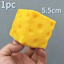 Yellow Squishy Cheese Block, Moldable Slow Rebound Squeeze Fidget Toy, Soft Elastic Tactile Sensory Decompression Gadget, Realistic Fake Food Shaped Hand Kneading Stress Relief Ornament, Portable Relaxation Desk Decor For Home, Office & Classroom - 方塊 - 查看 7