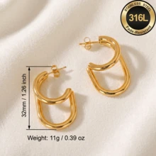 High-Quality Anti-Fade Stainless Steel Dangling Earrings,Hypoallergenic 316L Ear Post ,Elegant Charming Dangling Fashionable Designer Unique Shapes Jewelry Earrings For Daily Wear Festival Vacation Parties - Golden - View 4