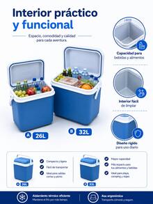 Portátil Nevera Portátil Aislamiento Térmico 26L 32L Resistente Ligera Nevera de Playa para Familias Práctica Nevera Rígida para Camping Picnic Viaje Caja Térmica - Azul - Ver 10