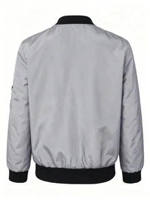 Jaket Ringan Wanita Kasual Musim Semi/Gugur dengan Kerah Baseball dan Resleting - Light Grey - View 9