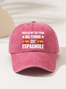 1件時尚簡約水洗棒球帽「RIEN NE ME FAIT PEUR MA FEMMEXESTESPAGNOLE」印花圖案,送給家人和朋友的禮物,男女皆宜的時尚必備單品 - 水洗帽 - 查看 11
