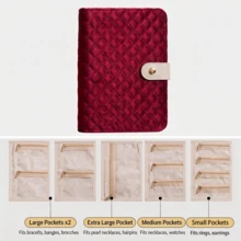 1pc Buckle Travel Jewelry Storage Bag, Velvet Material Necklace & Earring Storage Bag With Grid Compartments, Portable Zipper Jewelry Box Suitable For Travel Accessories Back To School - Multicolor - View 12