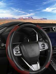 1PC Carbon Fiber Leather No Inner Ring Steering Wheel Cover Comfortable Wear-Resistant Suitable For 14.5-15 Inch Universal Car Steering Wheel Protective Cover Accessory - Carbon Fiber Leather Steering Wheel Cover - View 10