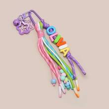 1 pieza Encanto de bolsa de cuerda con borla arcoíris personalizada, accesorio de cartera lindo, llavero con nombre personalizado, encanto de mochila colorido, colgante de letra personalizada. - Multicolor - Ver 23