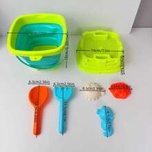 Children's Foldable Beach Bucket Set - Includes Foldable Bucket, Sand Molds, Rake, Shovel, Suitable For Outdoor Beach, Pool Water Play, Parent-Child Interaction, Beach Supplies, Beach Toys, Children's Beach Camping, Outdoor Play Summer Essential, Accessory Colors Random - Multicolor - View 11