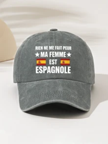 1件時尚簡約水洗棒球帽「RIEN NE ME FAIT PEUR MA FEMMEXESTESPAGNOLE」印花圖案,送給家人和朋友的禮物,男女皆宜的時尚必備單品 - 水洗帽 - 查看 12