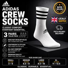 Adidas Crew Socks White 3 Pairs - White - View 8