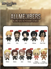 Crunchyroll 1pc Authentic Blind Bag Keychain (1pc) - 3D Foam Character Blind Box Pendant Keychain Zipper Pull Backpack Accessory Collectible Valentine's Day Gift - Armin, Eren, , , Reiner, Sasha, Jean, Hange, Annie - Multicolor - View 2