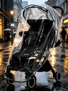 通用嬰兒推車雨罩，透明防水防風嬰兒推車防護罩，附透氣網窗與拉鍊開口，透明EVA防雨罩適用於大多數推車，嬰兒推車雨罩，嬰兒推車防護罩，通用嬰兒推車防雨罩，透明EVA，防水 - 彩色 - 查看 4