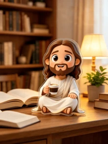 1pc 2D Acrylic Jesus Figurine, Car Air Vent Clip, Funny Jesus Holding Coffee Cup Design, Cute Cartoon Style, Flat Ornament, Suitable For Car Air Vent, Home Office Desk Decor, Car Interior Decoration Accessory, Autumn Decor - Multicolor - View 6