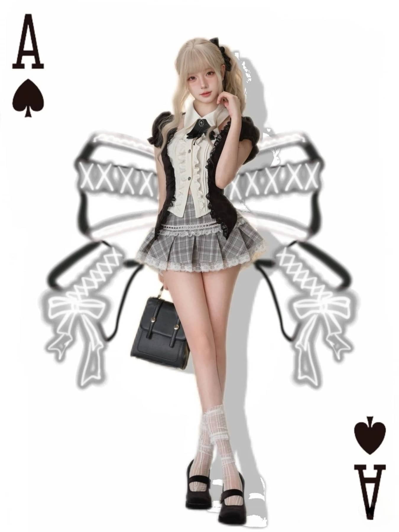 Cute Girl Halloween Cosplay Outfit, Perfect For Cosplay Events, School Uniform Style, Graduation Outfit, Girly Date Outfit, Idol Fan Activity Outfit, Classical Mini Skirt, Sizes S-XL - Black - View 1