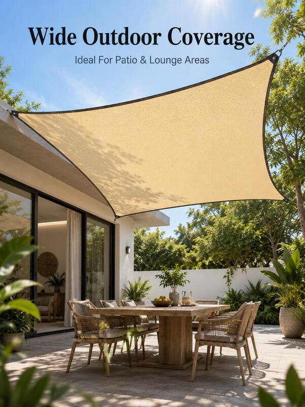 Extra Large Beige Shade Net With Grommets - HDPE Mesh Fabric Suitable For Greenhouse, Swimming Pool, Patio, Plants, Gazebo And Porch, Available In Multiple Sizes