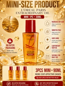 L’Oreal Paris L'Oreal Paris Extraordinary Oil 30/50/100ml，滋養與柔順，修復受損髮質，恢復頭髮光澤與柔軟，適合所有髮質 - 奇幻潤髮精油-適合燙染髮質 - 查看 7
