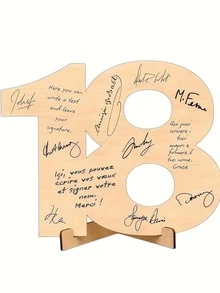 Wooden Number Greeting Card, Suitable For 18 To 80 Years Old Birthday And Anniversary; Features Personalized Handwritten Style Message; Perfect Gift For Both Men And Women; Can Be Used As A Decorative Greeting Card Or Birthday Party Decoration. - Multicolor - View 12