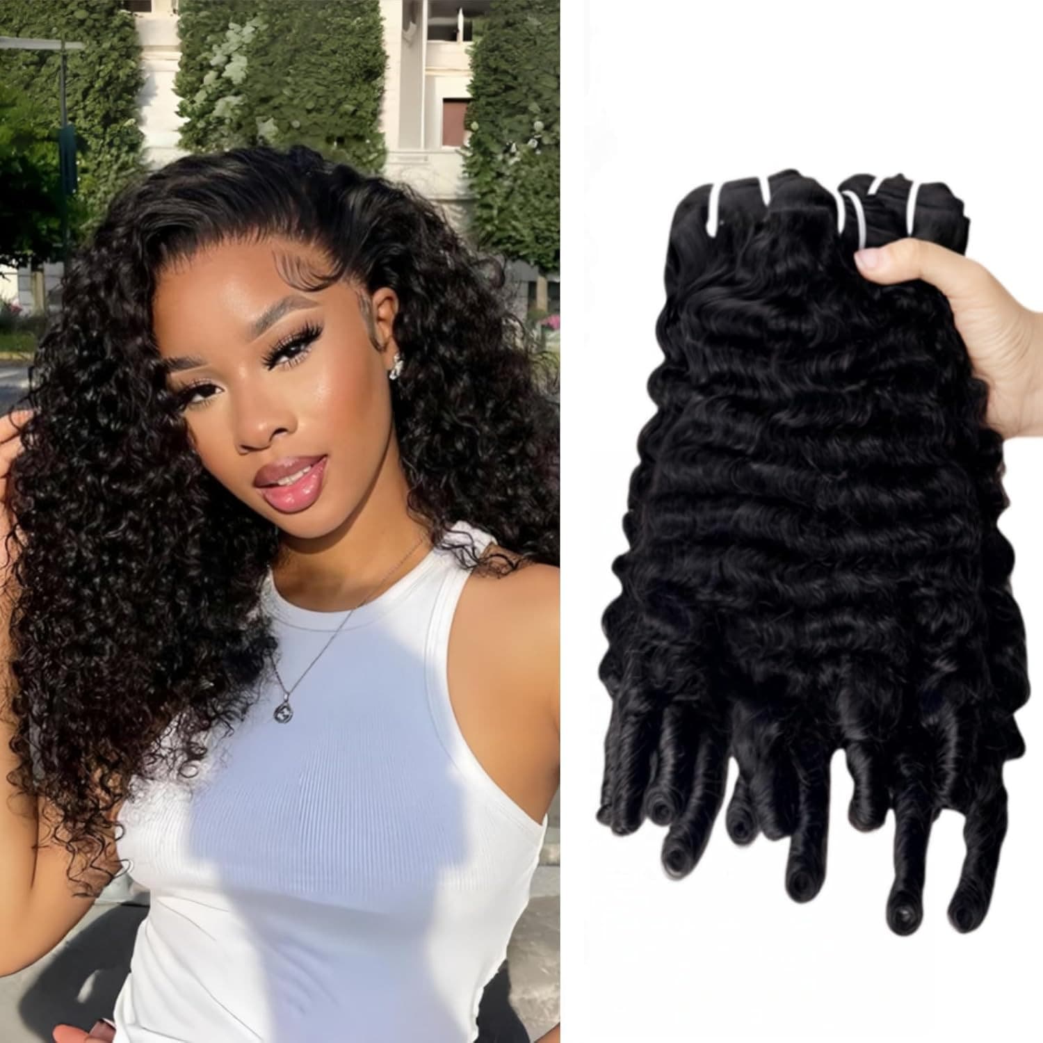 Burmese Curly 3 Bundles Human Hair (14 16 18) 100% Unprocessed Virgin Hair Bundles  14A Raw Water Curly Human Hair With Spriral End 3c4a Quick Weave For Women Natural Black. - Natural Black - View 1