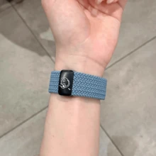 1pc Creative Bear Hat Nylon Braided Watch Band, Suitable For Apple Watch S10 42/46mm, 49mm Extra Large Adjustable Magnetic Braided Strap - Oatmeal & White - View 9