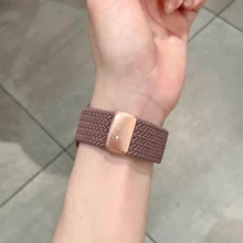 1pc Creative Bear Hat Nylon Braided Watch Band, Suitable For Apple Watch S10 42/46mm, 49mm Extra Large Adjustable Magnetic Braided Strap - Oatmeal & White - View 11