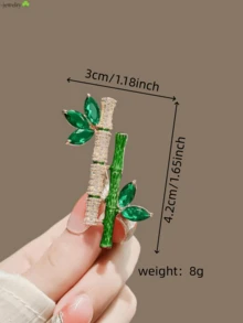1pc Vintage Exquisite Bamboo Brooch, Simple Fashion Clothing Accessory, Versatile Clothing Pin - Multicolor - View 4