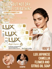 Lux 3入組，每塊80克。奢華茉莉杏仁油皂，富含保濕與抗菌茉莉杏仁精油，優雅清新自然，含1/4滋養乳霜，中性pH值且質地溫和，滋潤肌膚，沐浴與洗臉皂，含1/4滋養乳霜，中性pH值且質地溫和，滋潤肌膚，去除污垢與油脂，去除雜質，不緊繃，適合約會準備、節日禮物、全身沐浴。 - Camellia flowers - 查看 1