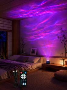1 pieza[Luz de Decoración de Habitación]Luz de Proyección de Aurora Alimentada por USB, Efecto de Aurora Colorida con Control Remoto | Adecuada para Mesita de Noche, Dormitorio, Sala de Estar, Decoración de Ambiente Festivo - Multicolor - Ver 2