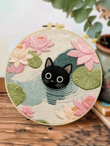 New Embroidery Kit, Adult Beginner Embroidery Set, 15x15cm/5.9x5.9 Inch, 20x20cm/7.9x7.9 Inch, Swimming Cat, Yoga Frog, Raspberry Picking Mouse, Cat And Green Plant Embroidery Patterns, Handmade DIY Embroidery Kit, Embroidery Stitch Practice, Includes Embroidery Fabric, Step-By-Step Instructions, Embroidery Hoop And Needle & Thread, Suitable For Embroidery Enthusiasts, Suitable For Thanksgiving, Christmas, Gift Giving, Suitable For Home, Garden, Office Decorative Crafts - A - View 17