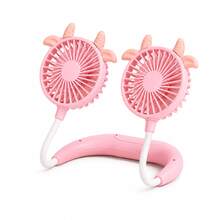 Rechargeable USB Neck Fan, Cute Sheep Design, Long Battery Life For Outdoor Use - Pink - View 8