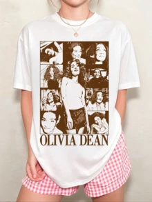 Olivia Dean Unisex T-Shirt, Fan Merch Commemorative Edition, Oversized Fit For Men And Women - White - View 11