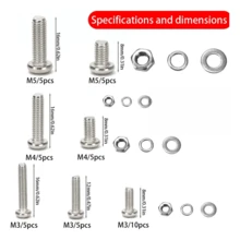 320pcs Stainless Steel Hex Nut And Bolt Set, M3-M5 Screws, Metal Fasteners, Suitable For DIY And Home Repair. - 320 PCS/SET - View 6