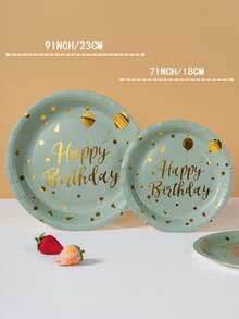 10個/25個/50個生日氣球系列一次性盤子，派對用品，聚會用品，節日用品，適用於性別揭曉、生日派對、主題派對、家庭野餐 - 查看 6
