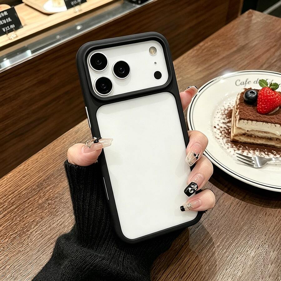 DECOPHONE Ốp lưng điện thoại acrylic trong suốt chống sốc nút mạ điện phong cách tối giản tương thích với iPhone XR, 7, 8 và 17, 17 Pro, 17 Pro Max, 16, 16 Pro, 16 Plus, 16 Pro Max, 15 Pro, 15 Pro Max