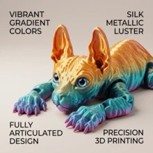 3D Printed Sphynx Hairless Cat - Articulated Figurine, Colorful Iridescent Multi-Color Options, Desktop Decor Gift - Multicolor - View 3