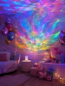 1pc[Wave Projection Light]White Desktop Night Light, Colorful Water Ripple Ambient Light | Suitable For Living Room, Desk, Bedroom, Home Decor | USB Powered - Multicolor - View 6