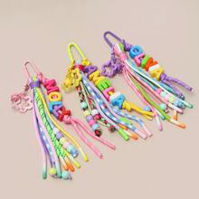 1 pieza Encanto de bolsa de cuerda con borla arcoíris personalizada, accesorio de cartera lindo, llavero con nombre personalizado, encanto de mochila colorido, colgante de letra personalizada. - Multicolor - Ver 2