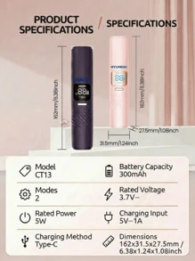 HYUNDAI 2合1女性電動刮鬍機與拔毛器，雙頭電動除毛裝置，可拆卸刀頭，溫和親膚防水設計，USB充電，便攜式比基尼區與全身除毛 - 彩色 - 查看 9