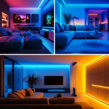 3.28英尺-100英尺 RGB LED燈條，附44鍵遙控器，可調顏色與亮度，安裝簡單，適用於臥室、房間、廚房、客廳，適合節日派對氛圍裝飾、聖誕裝飾、電視背光 - 多色光 - 查看 7